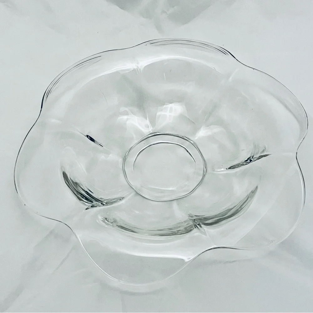 Heisey Glass Clear Console Bowl, Flower Shaped, Vintage EUC